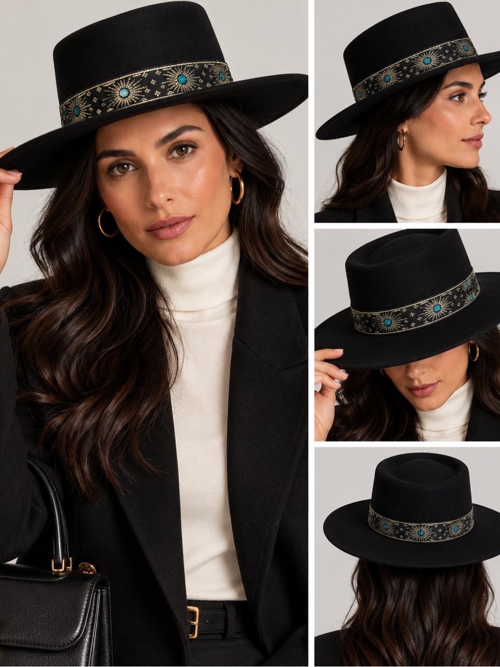 Lack of color Black Embellished Band Felt Fedora - Unbranded